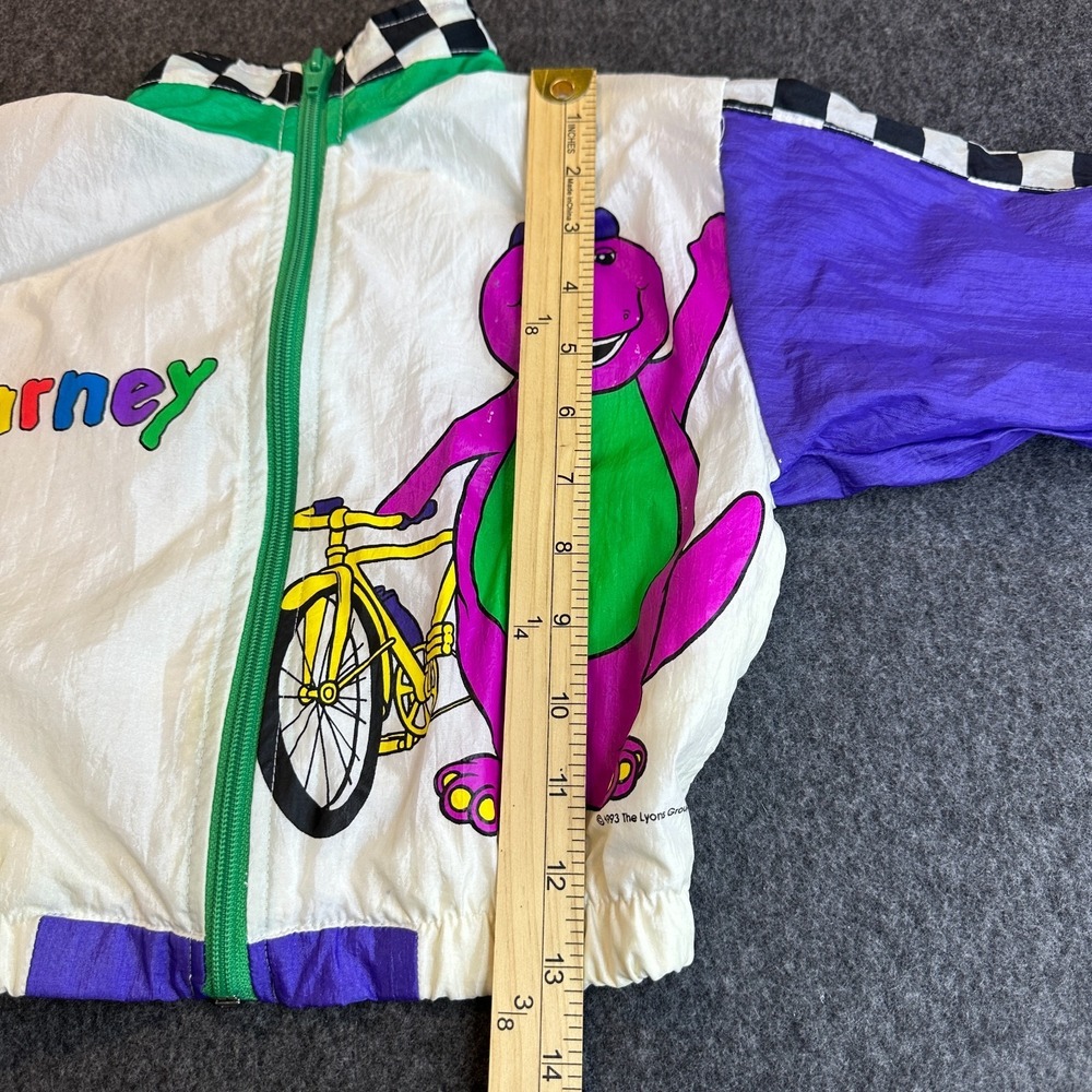 Vintage 1993 Barney the Dinosaur Windbreaker Jacket Mighty-Mac Kids 2T 90s TV - Picture 11 of 16